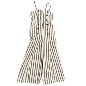 Topshop Women's Jumpsuit US 2 UK 6 Multi Striped Linen Wide split Leg